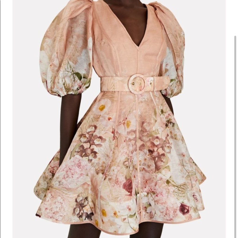 ZIMMERMANN Dancer Floral Puff Sleeve Mini Dress, size 0